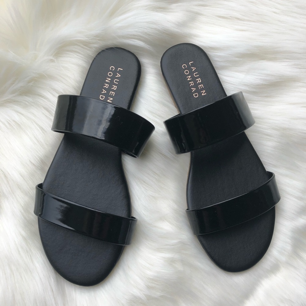 Lauren Conrad Black Glossy Sandals